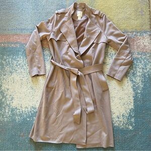 H&M Beige Suede Belted Trench Coat